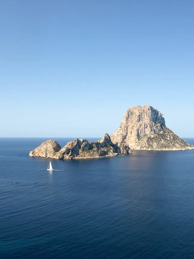 The rock island of Es Vedra off the coast of Ibiza
